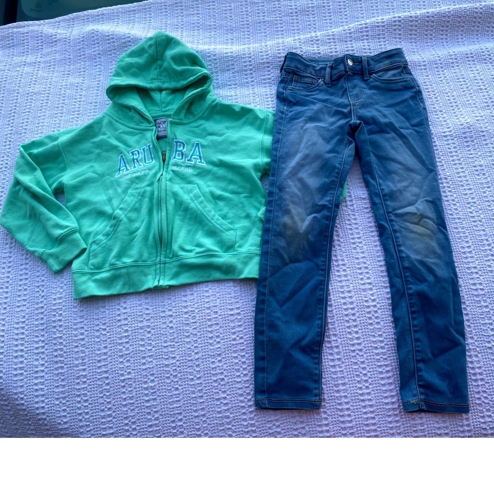 Bundle Aruba Pacific‎ & Co Hoodie Jumping Beans Jeggings Girls Size 7 Outfit
